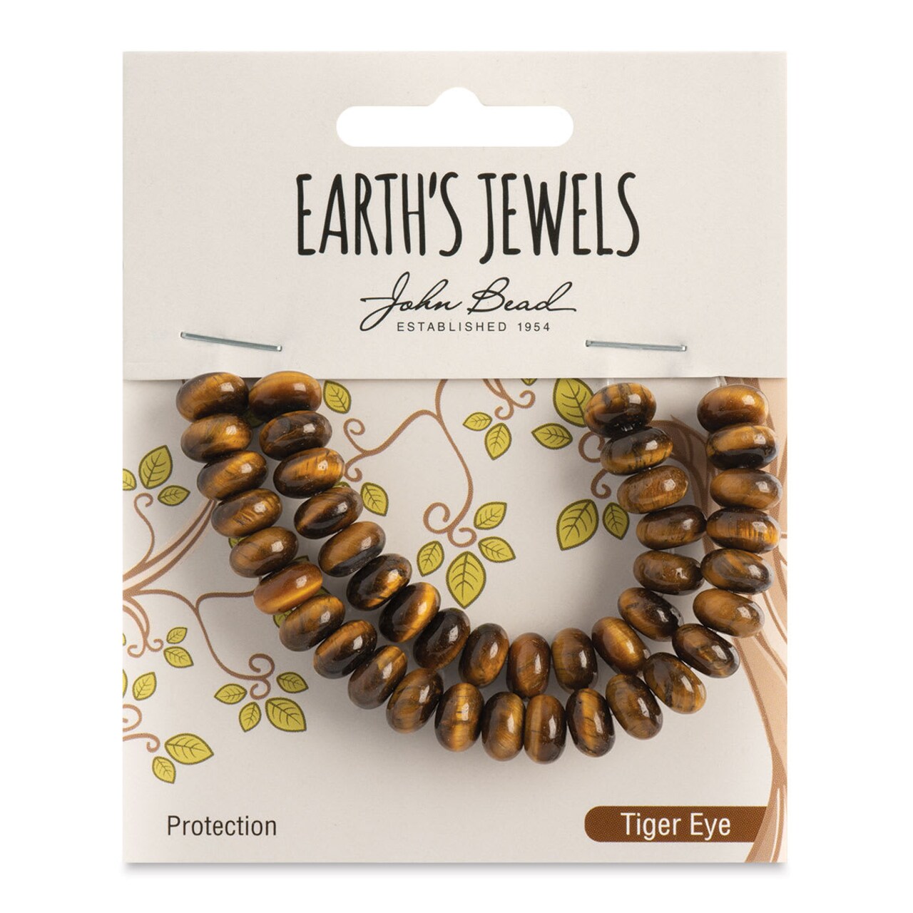 John Bead Earth’s Jewels Tiger Eye Beads - Donut Rondelle, Pkg of 41, 5 mm x 8 mm
